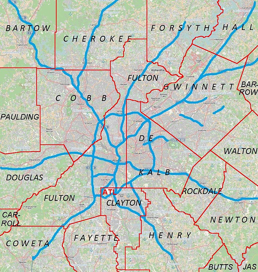Atlanta Map | Open street map, CC BY 2.5 <https://creativecommons.org/licenses/by/2.5>, via Wikimedia Commons